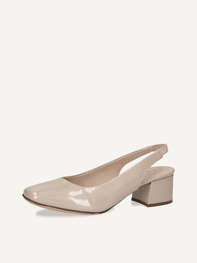 Lederslingpumps - beige, BEIGE PATENT, hi-res