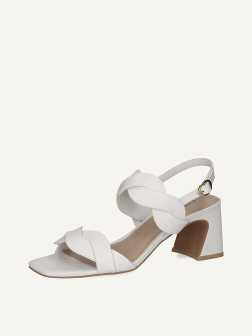 Sandale à talon en cuir - blanc, WHITE NAPPA, hi-res