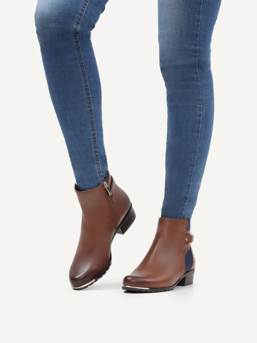 Lederstiefelette - braun, COGNAC/OCEAN, hi-res