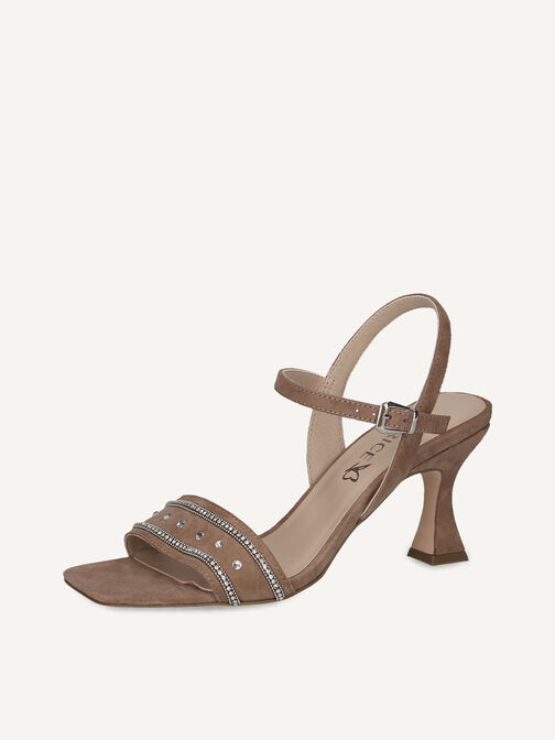 Sandale à talon en cuir - marron, TAUPE SUEDE, hi-res