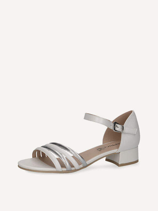 Sandale en cuir - blanc, WHITE/SILVER, hi-res