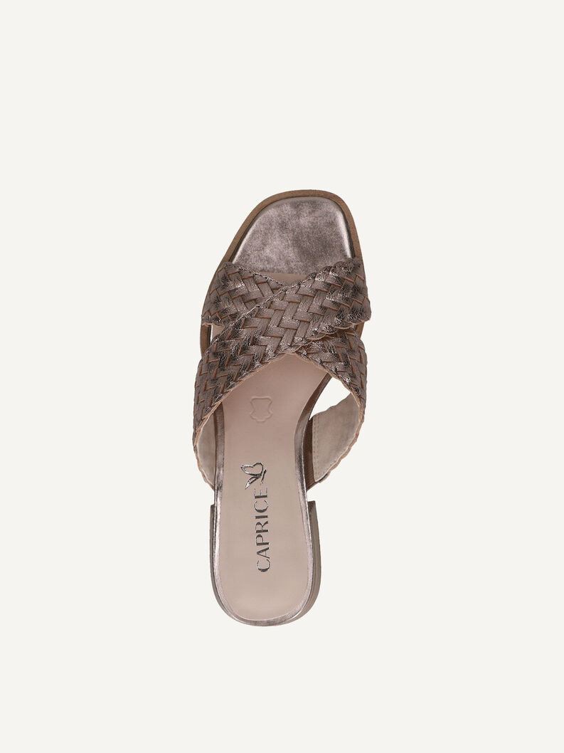 Lederpantolette - braun, TAUPE METALLIC, hi-res