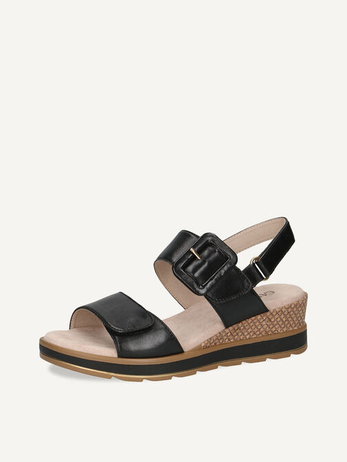 Sandale à talon en cuir - noir, BLACK SOFTNAP., hi-res