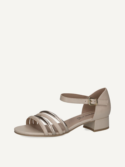 Ledersandale - beige, CREAM/GOLD, hi-res