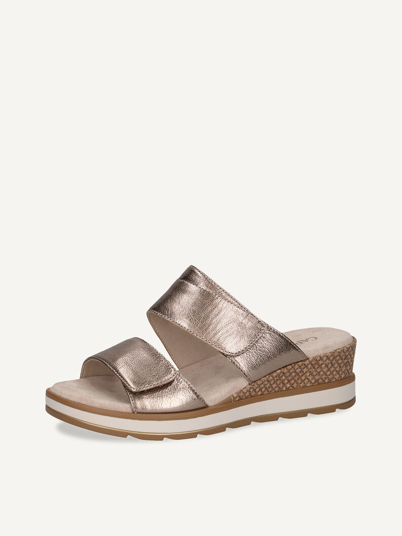 Lederpantolette - braun, TAUPE METALLIC, hi-res
