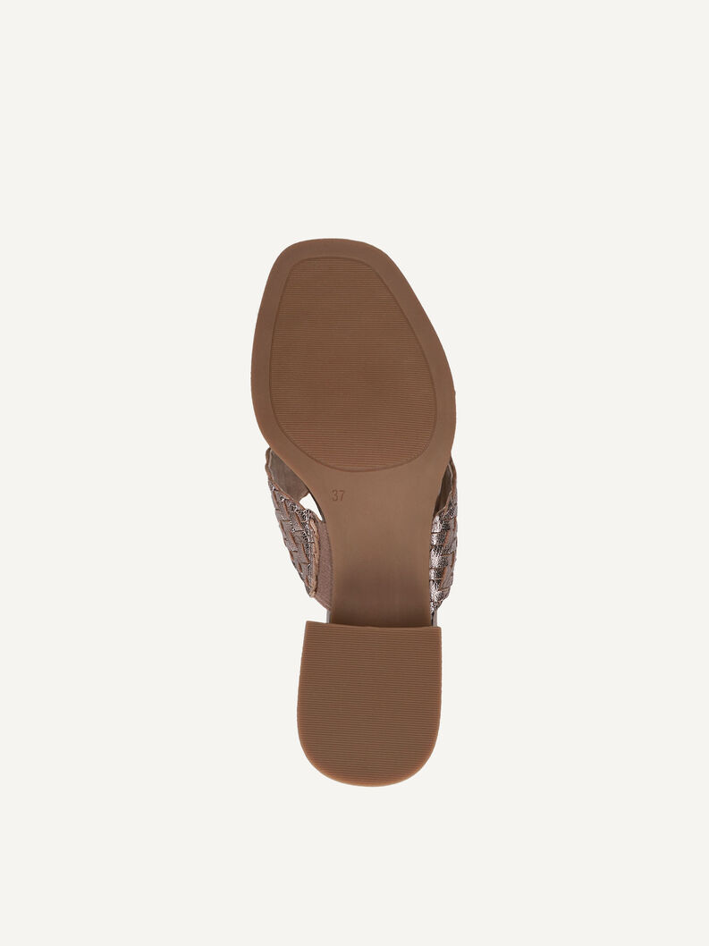 Lederpantolette - braun, TAUPE METALLIC, hi-res