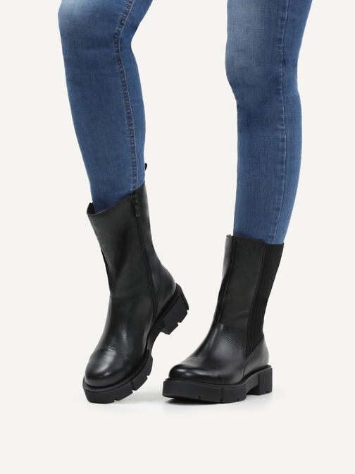 Lederstiefelette - schwarz, BLACK NAPPA, hi-res