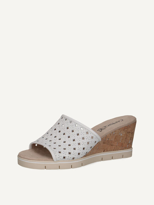 Sandale à talon en cuir - blanc, WHITE NAPPA, hi-res