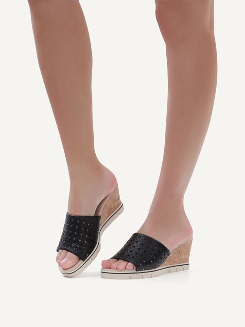 Sandale à talon en cuir - noir, BLACK NAPPA, hi-res