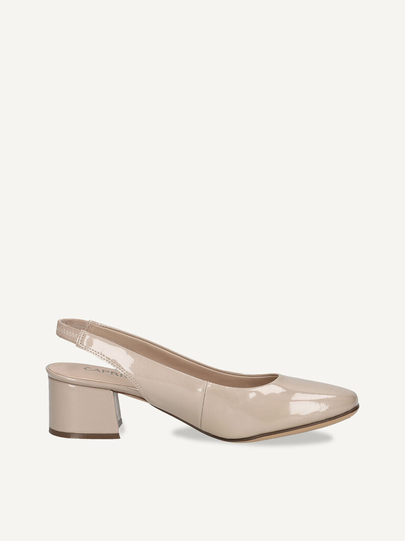Lederslingpumps - beige, BEIGE PATENT, hi-res