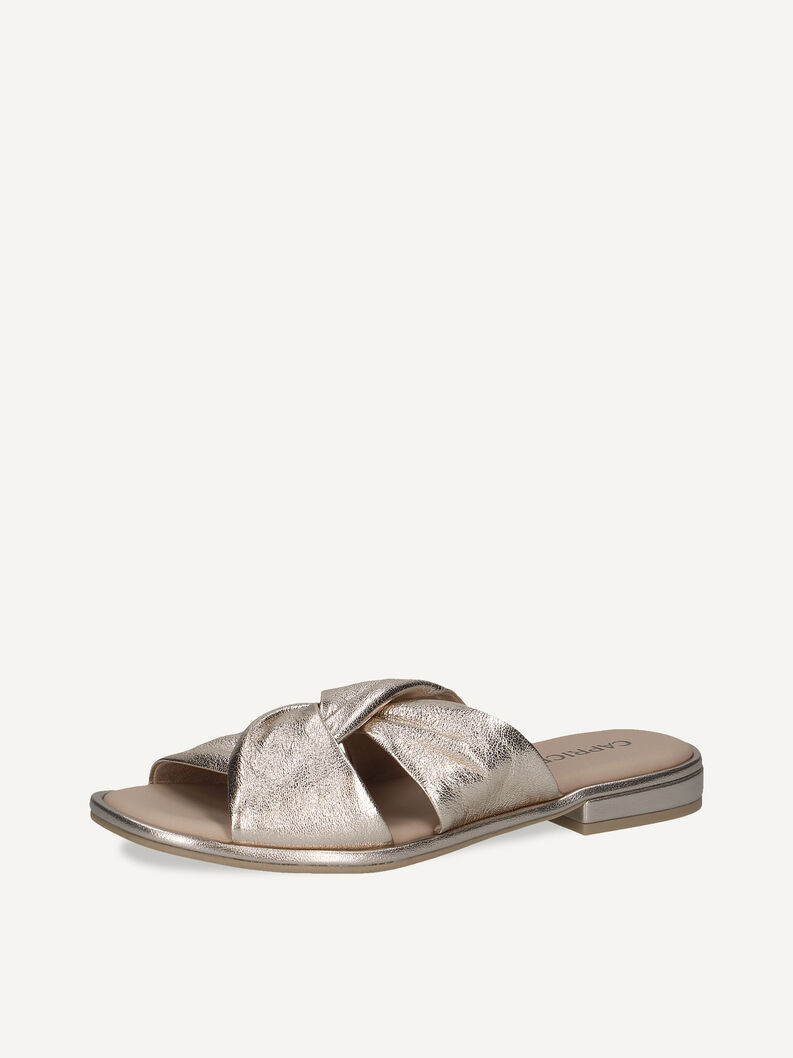 Lederpantolette - metallic, PLATIN METAL., hi-res