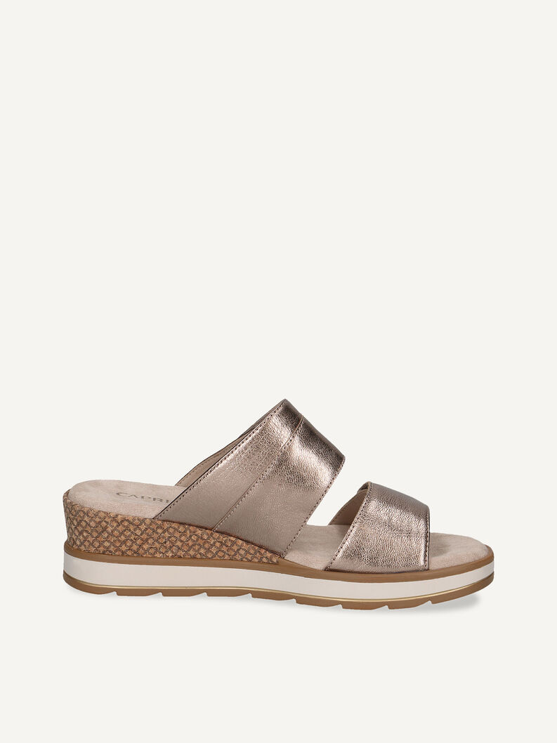 Lederpantolette - braun, TAUPE METALLIC, hi-res