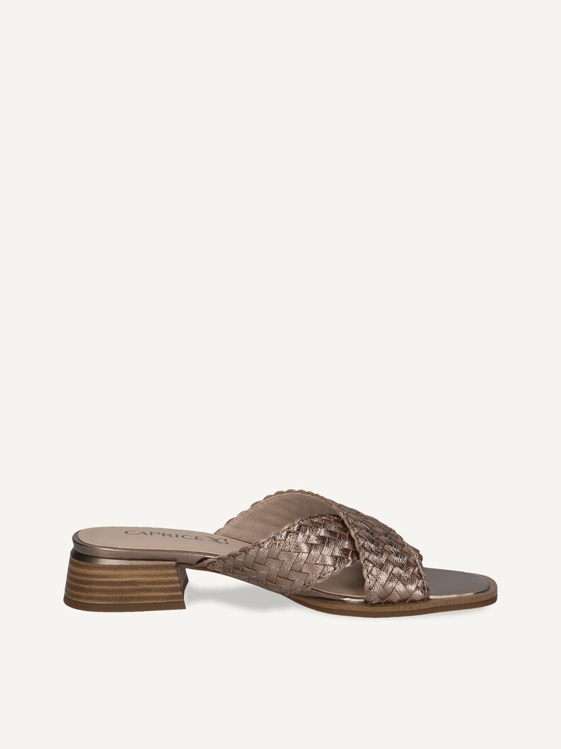 Lederpantolette - braun, TAUPE METALLIC, hi-res