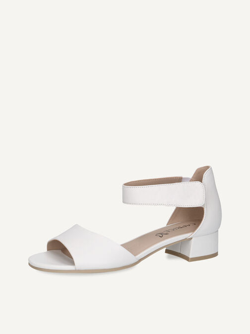 Sandale à talon en cuir - blanc, WHITE NAPPA, hi-res