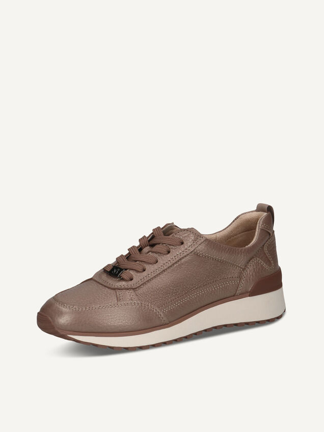 Caprice 9-23351-43 Sneaker Donna In Pelle Con Cerniera - Tecnologia Airmotion - Larghezza G (Normale) - Beige/Blu
