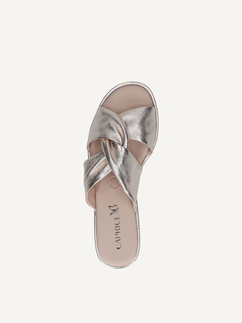 Lederpantolette - metallic, PLATIN METAL., hi-res