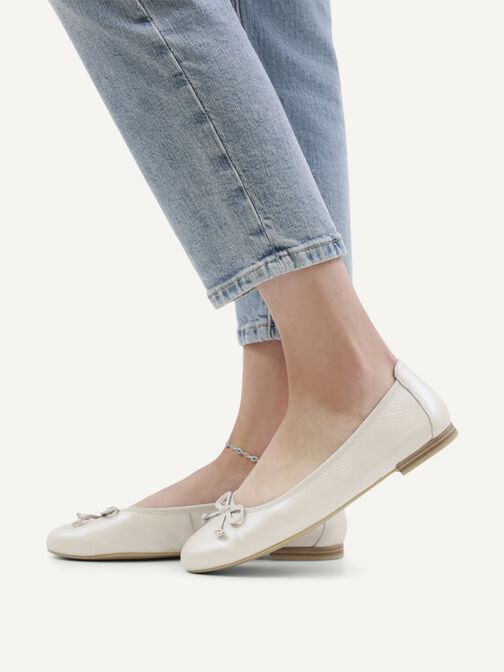 Ballerine en cuir - blanc, PEARL PERL DEE, hi-res