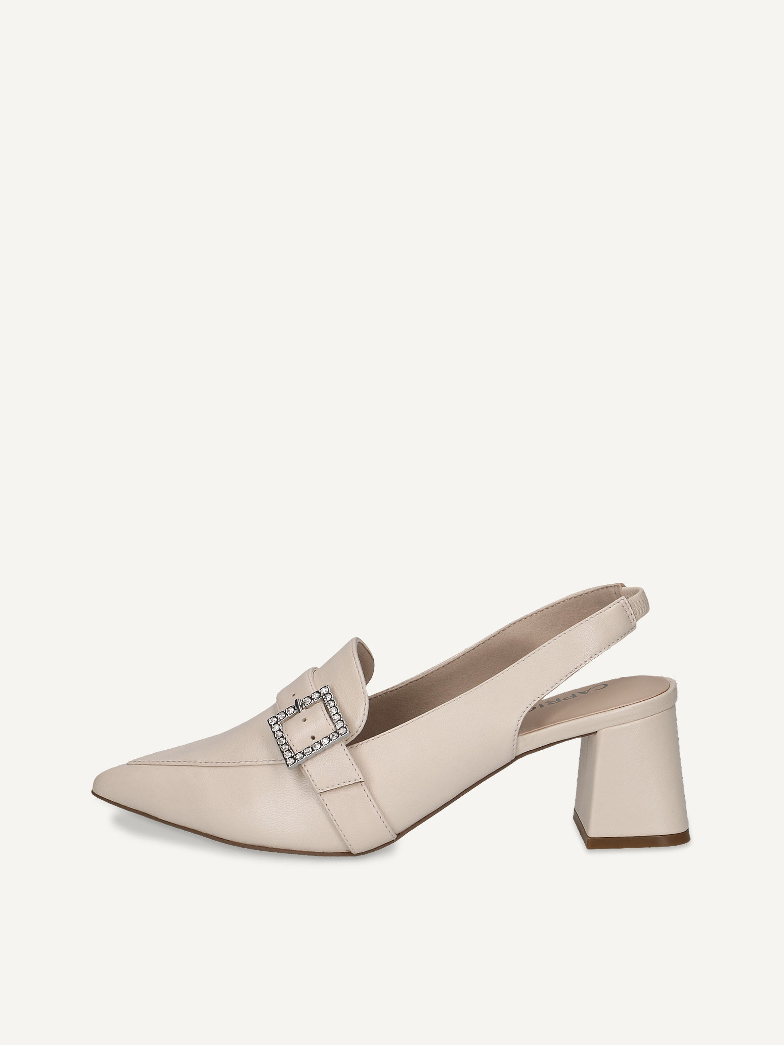 CAPRICE Slingpumps, beige, aus Leder mit Blockabsatz, Gr. 36