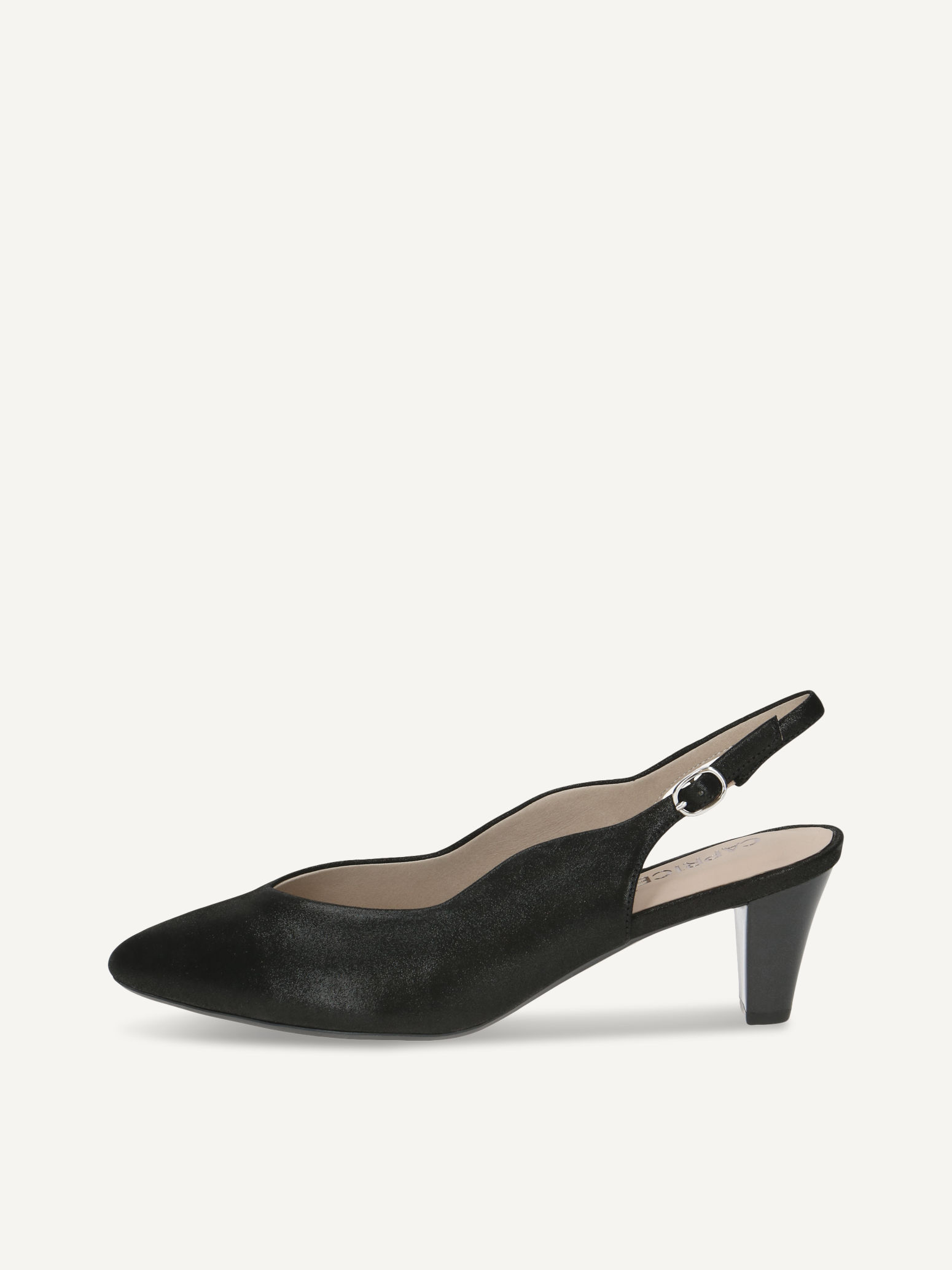 CAPRICE Slingpumps, schwarz, aus Leder mit Trichterabsatz, Gr. 37.5