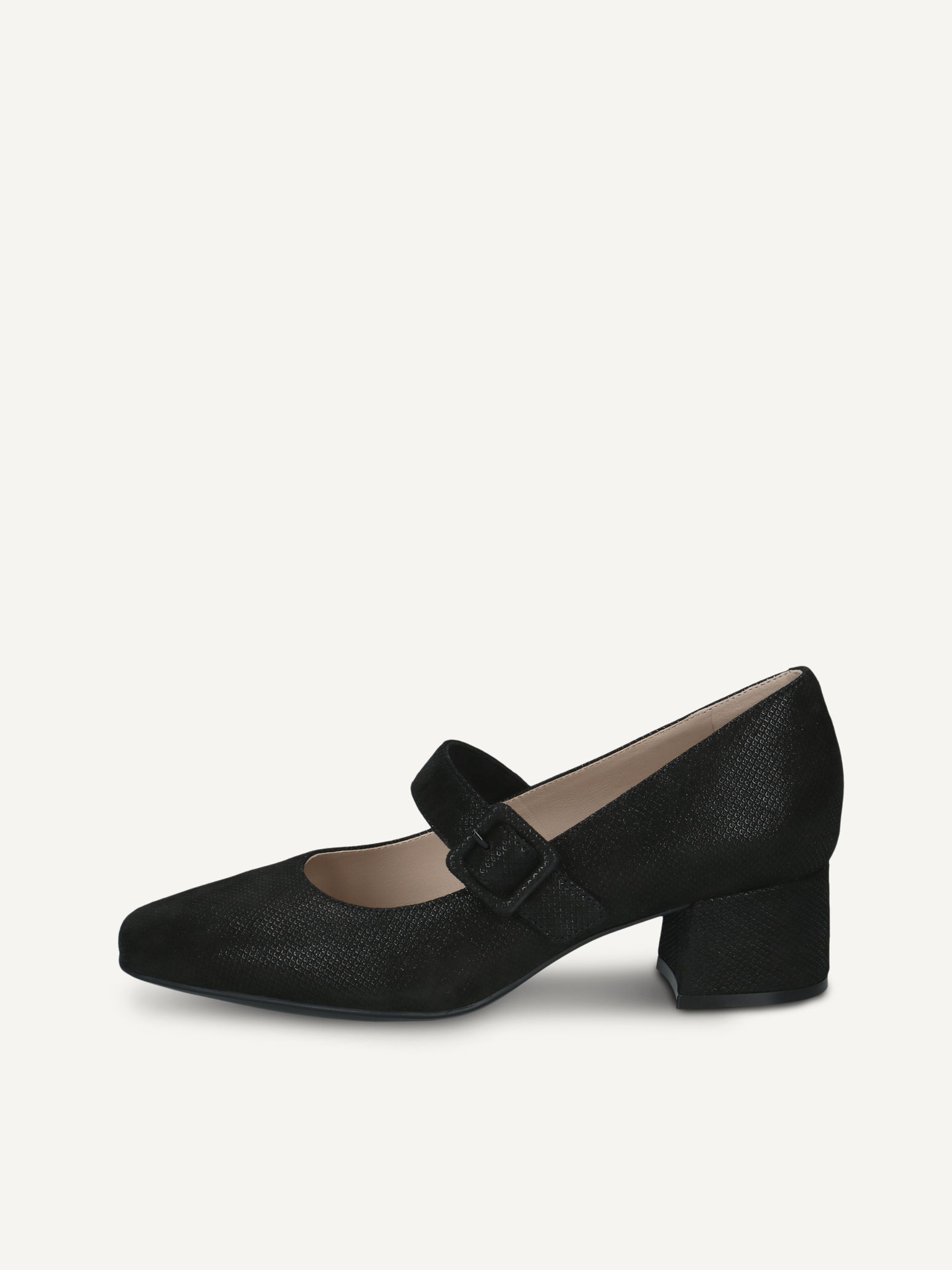 CAPRICE Escarpin noir en Cuir avec Talon trapzode P42 90$