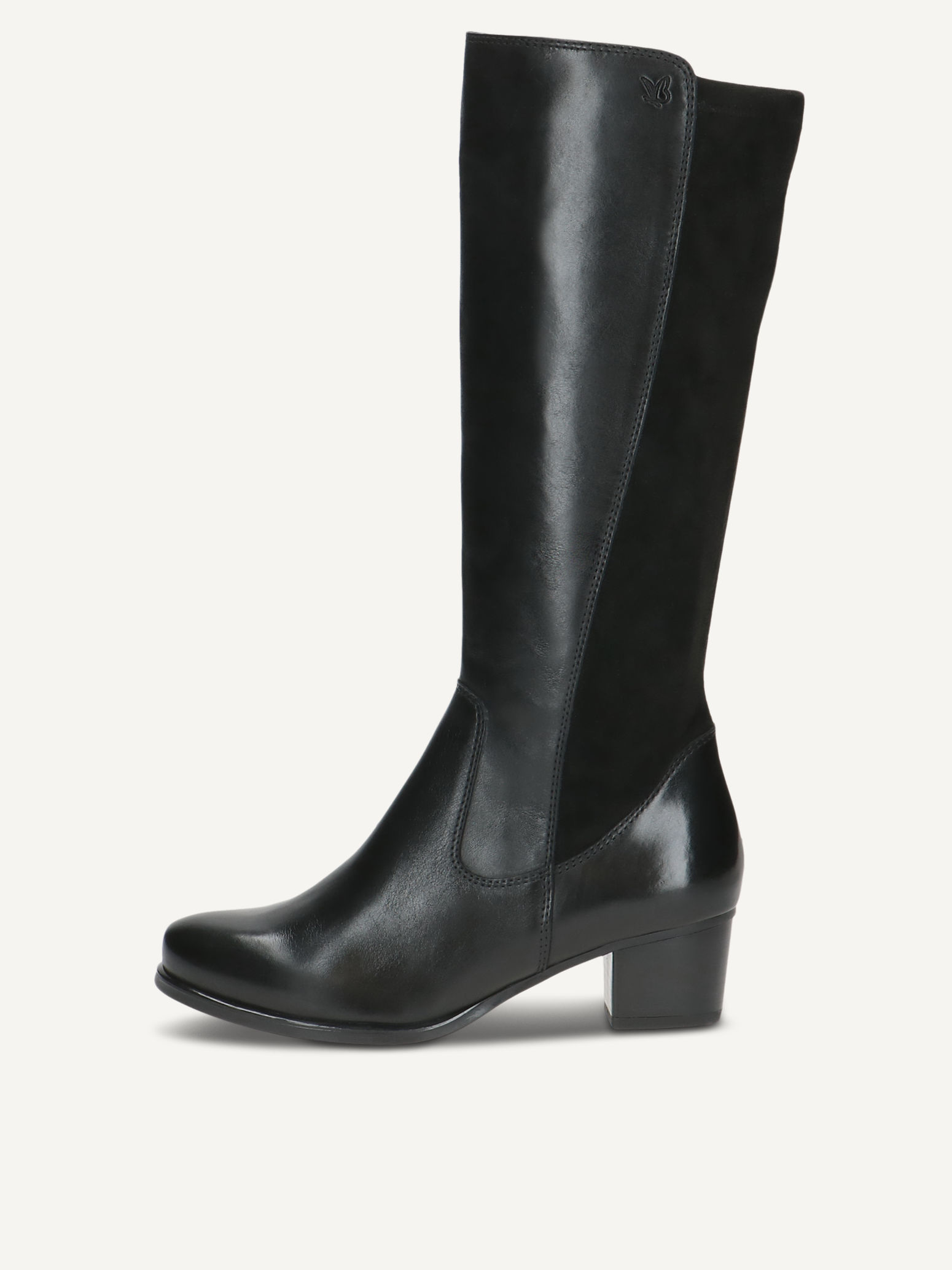 CAPRICE Stiefel, schwarz, aus Leder und Textil mit Blockabsatz, Gr. 38