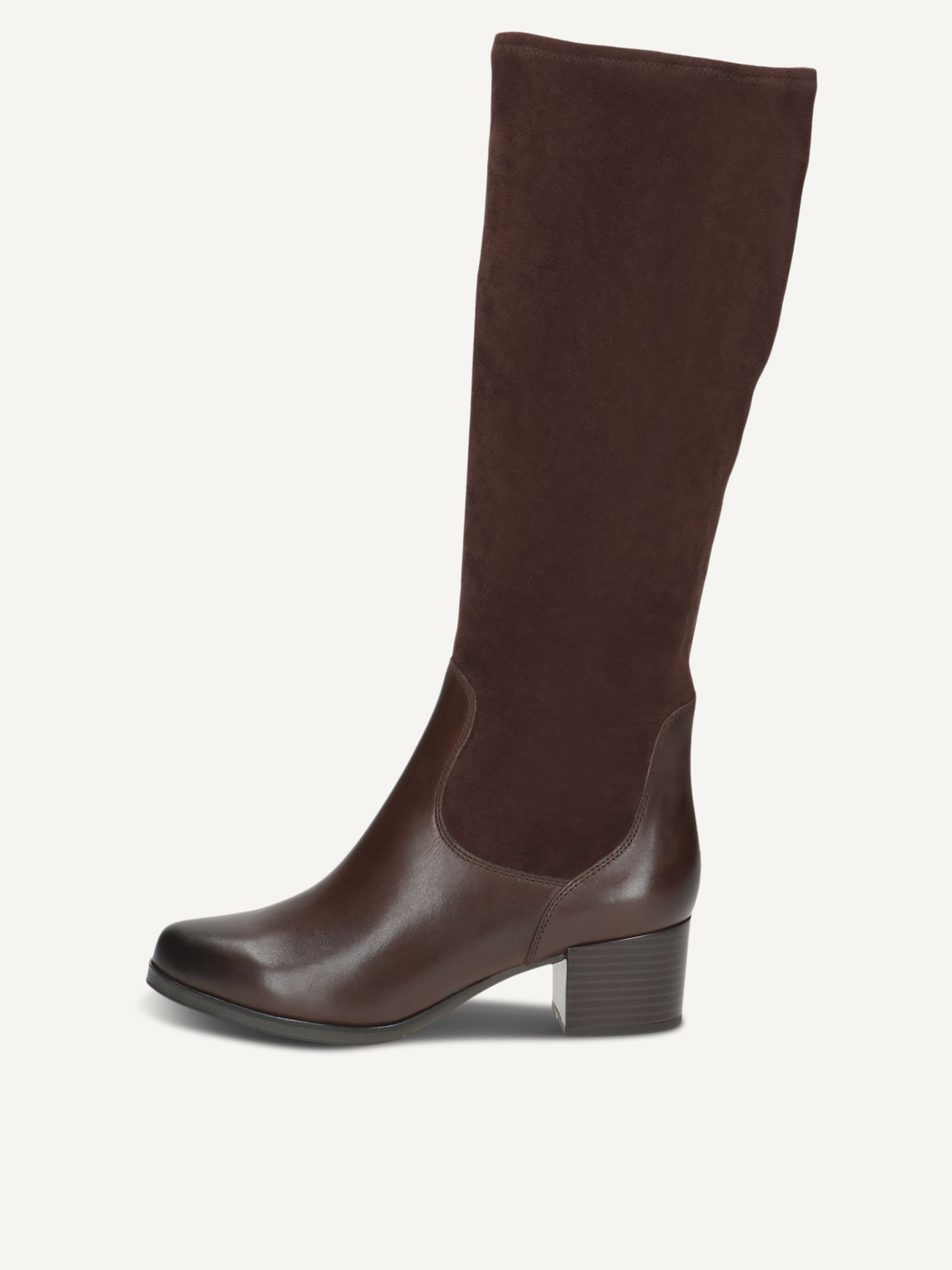 CAPRICE Stiefel, braun, aus Leder und Textil mit Blockabsatz, Gr. 40.5