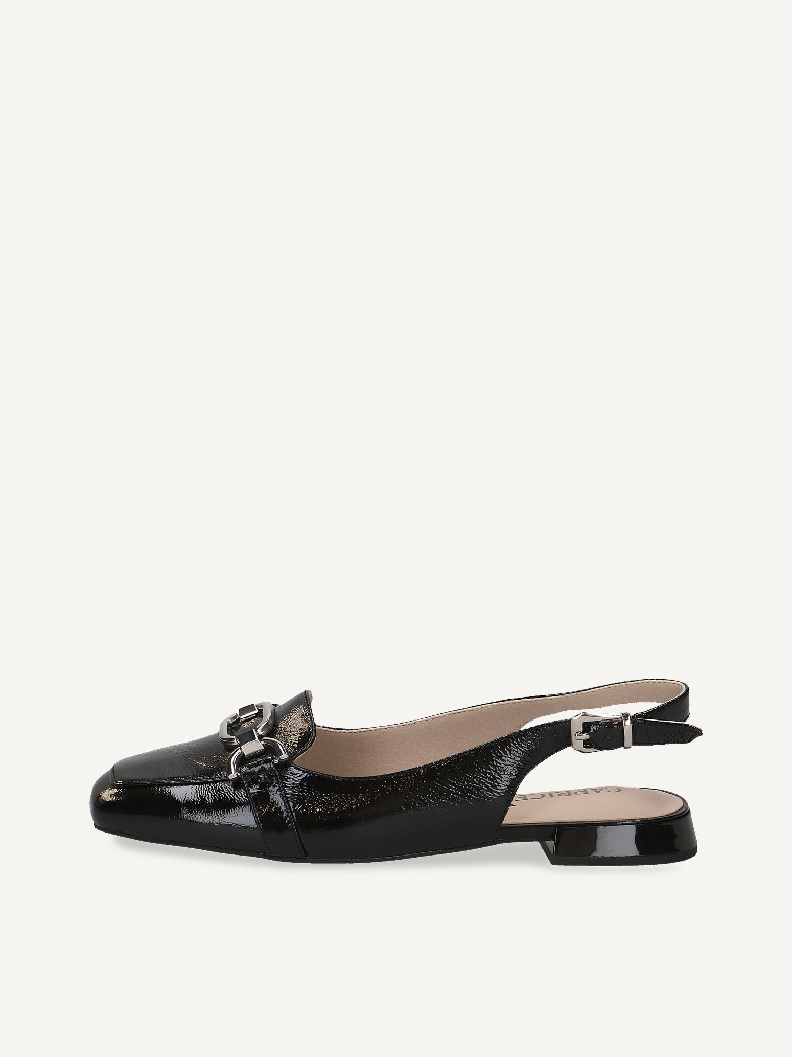 CAPRICE Slingpumps, schwarz, aus Leder mit Trapezabsatz, Gr. 39