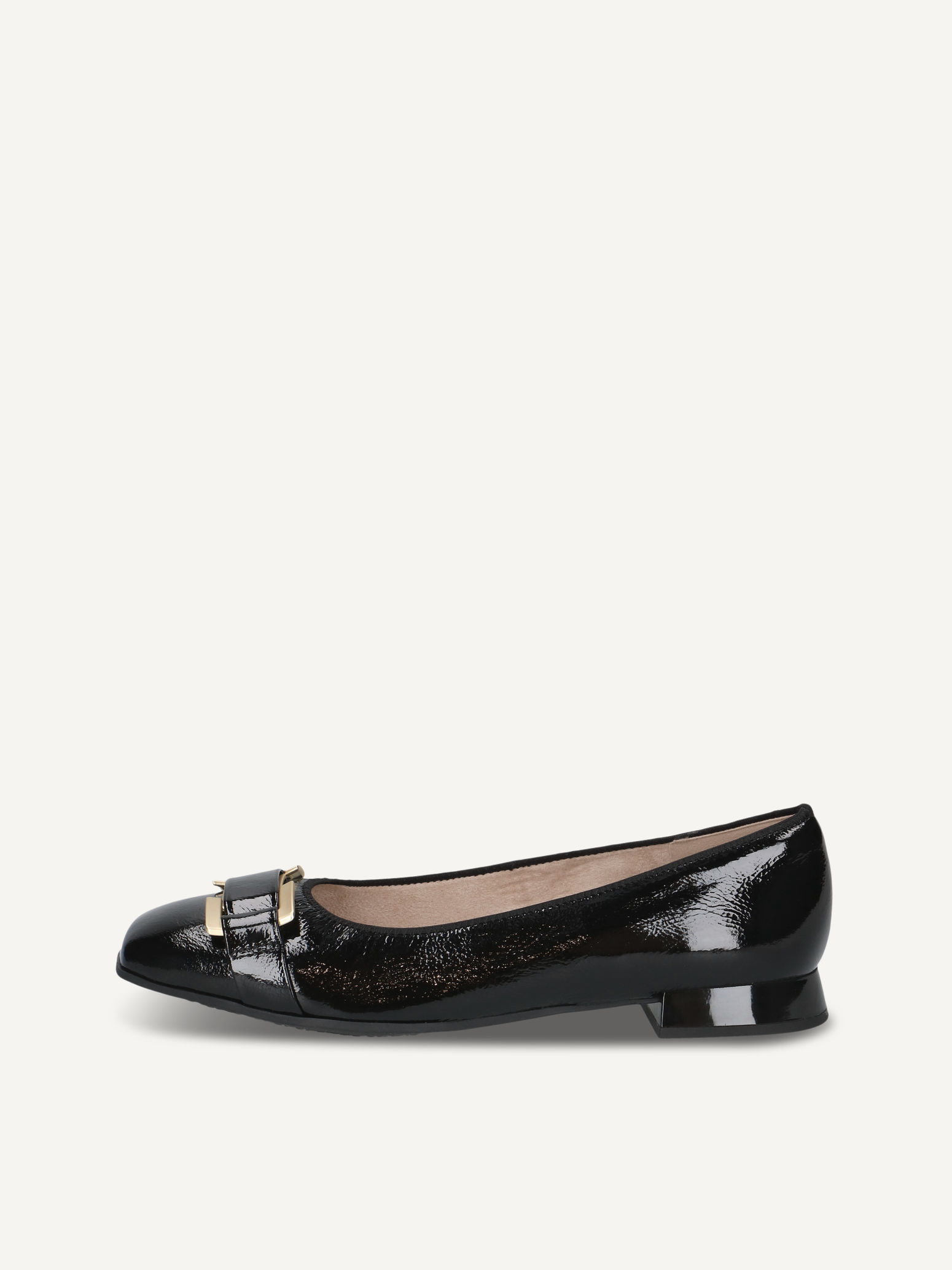 CAPRICE Ballerina, black, made of Leather with Trapeze heel, Size 37