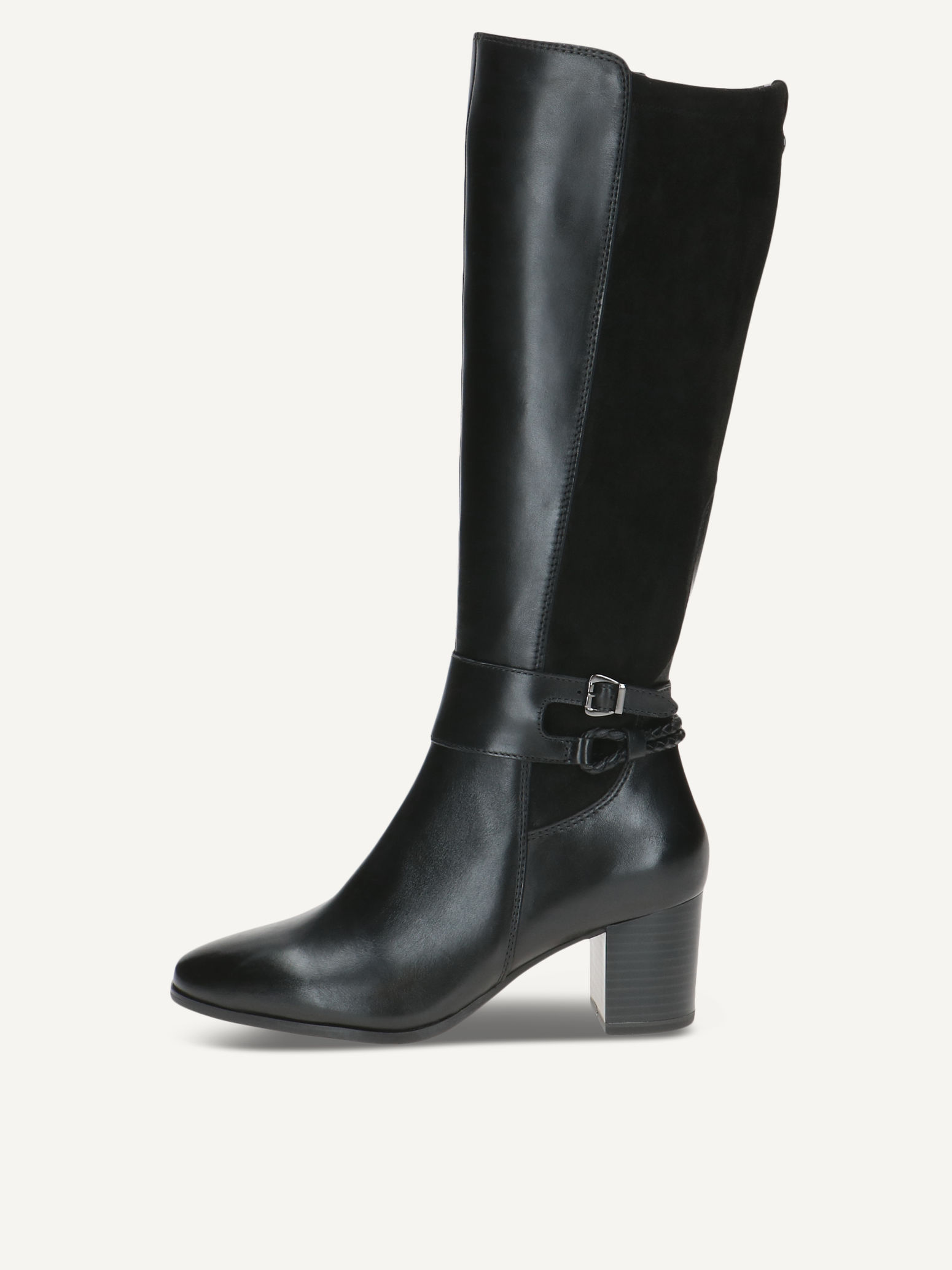 CAPRICE Stiefel, schwarz, aus Leder, Textil und Synthetik mit Blockabsatz, Gr. 40