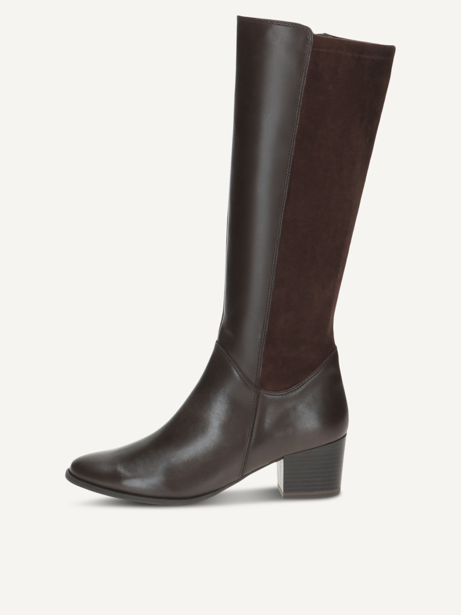 CAPRICE Stiefel, braun, aus Leder und Textil mit Blockabsatz, Gr. 39