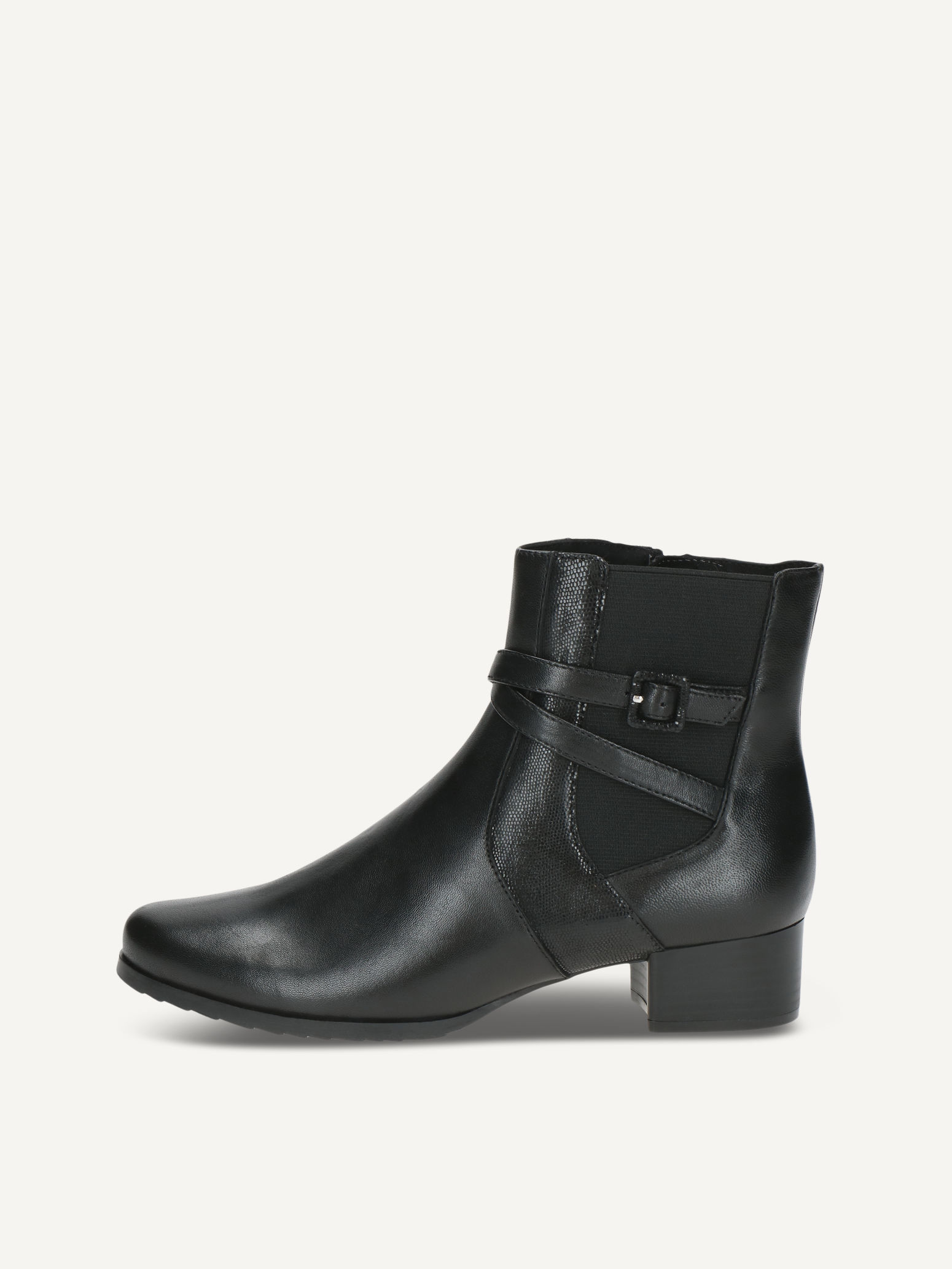 CAPRICE Bootie, black, made of Leather and synthetic with Block heel, Size 38