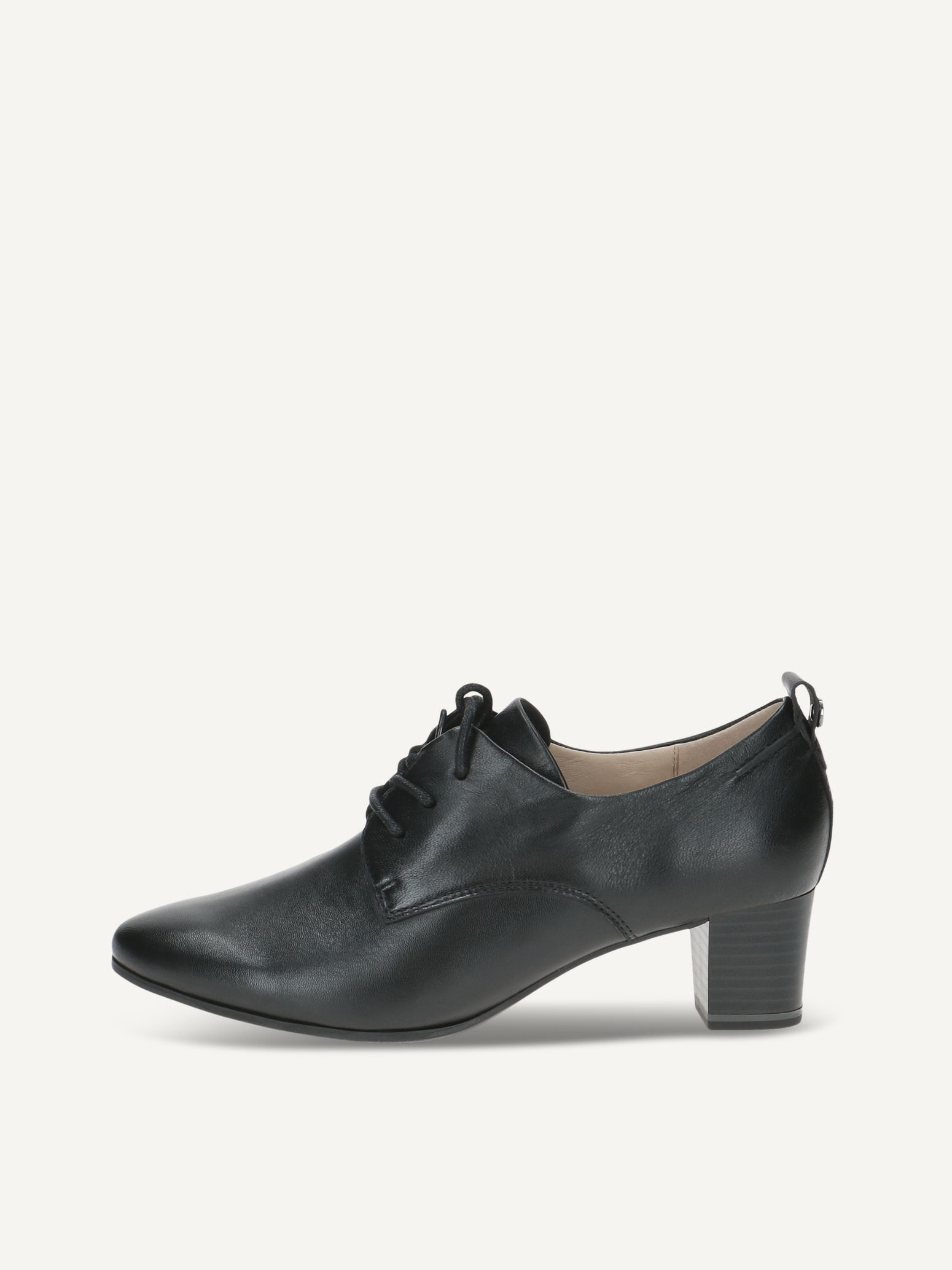 CAPRICE Halbschuh, schwarz, aus Leder mit Blockabsatz, Gr. 39