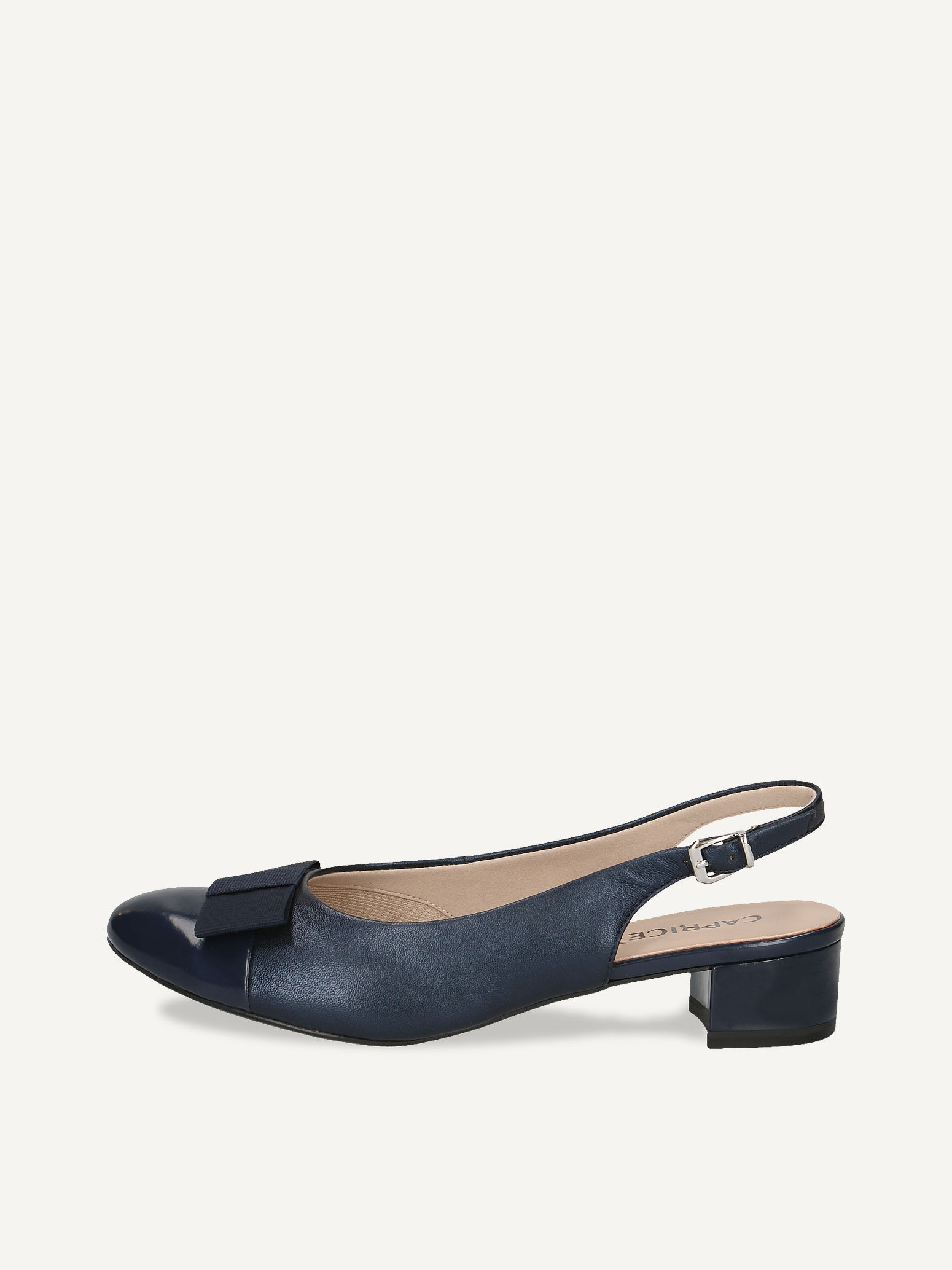 CAPRICE Slingpumps, blau, aus Leder, Textil und Synthetik mit Blockabsatz, Gr. 38.5