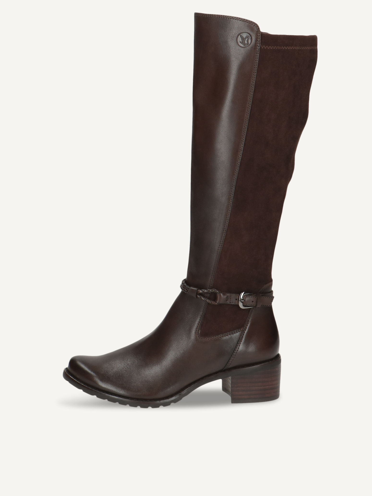 CAPRICE Stiefel, braun, aus Leder und Textil mit Blockabsatz, Gr. 42