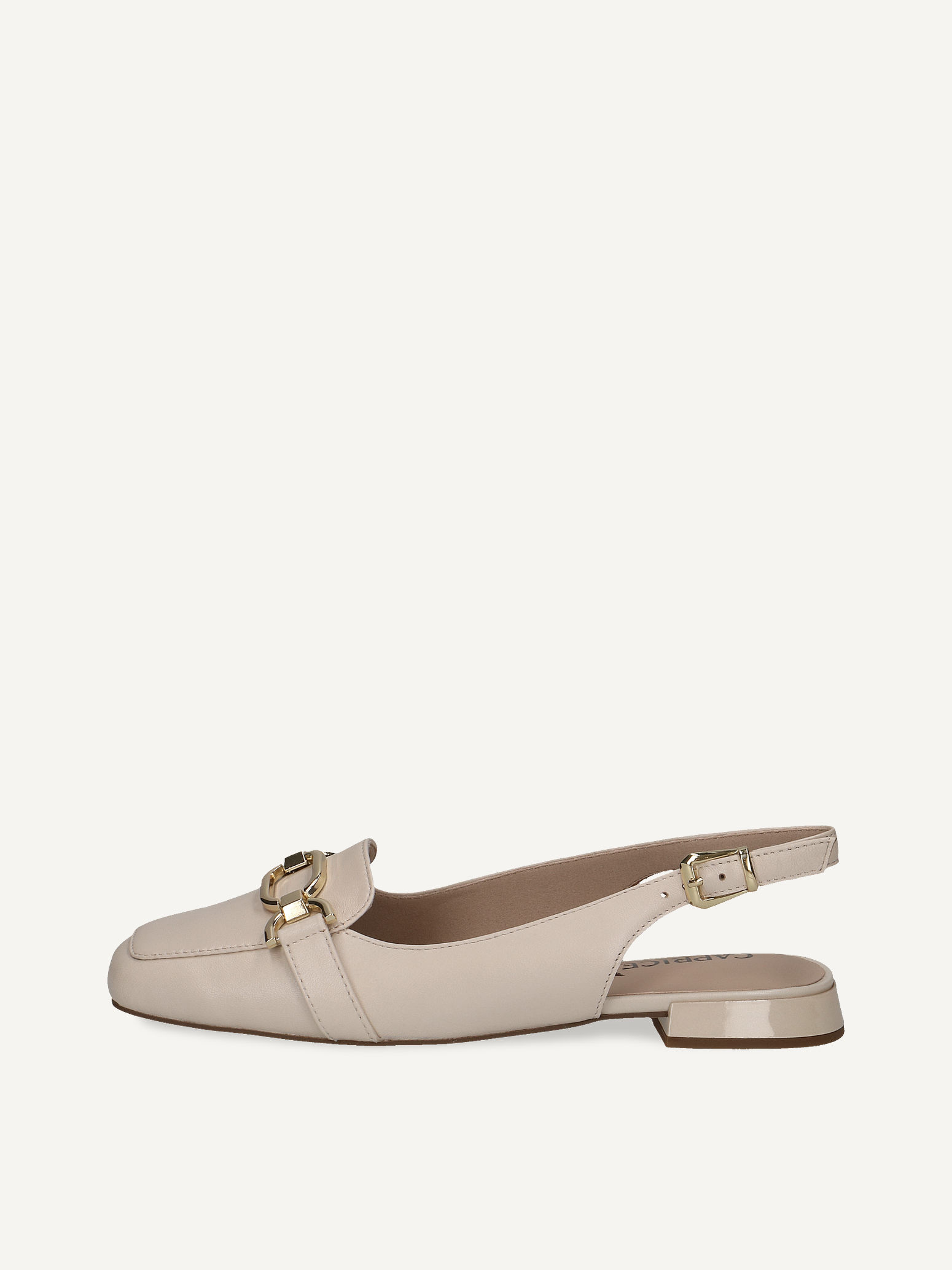 CAPRICE Slingpumps, beige, aus Leder mit Trapezabsatz, Gr. 36