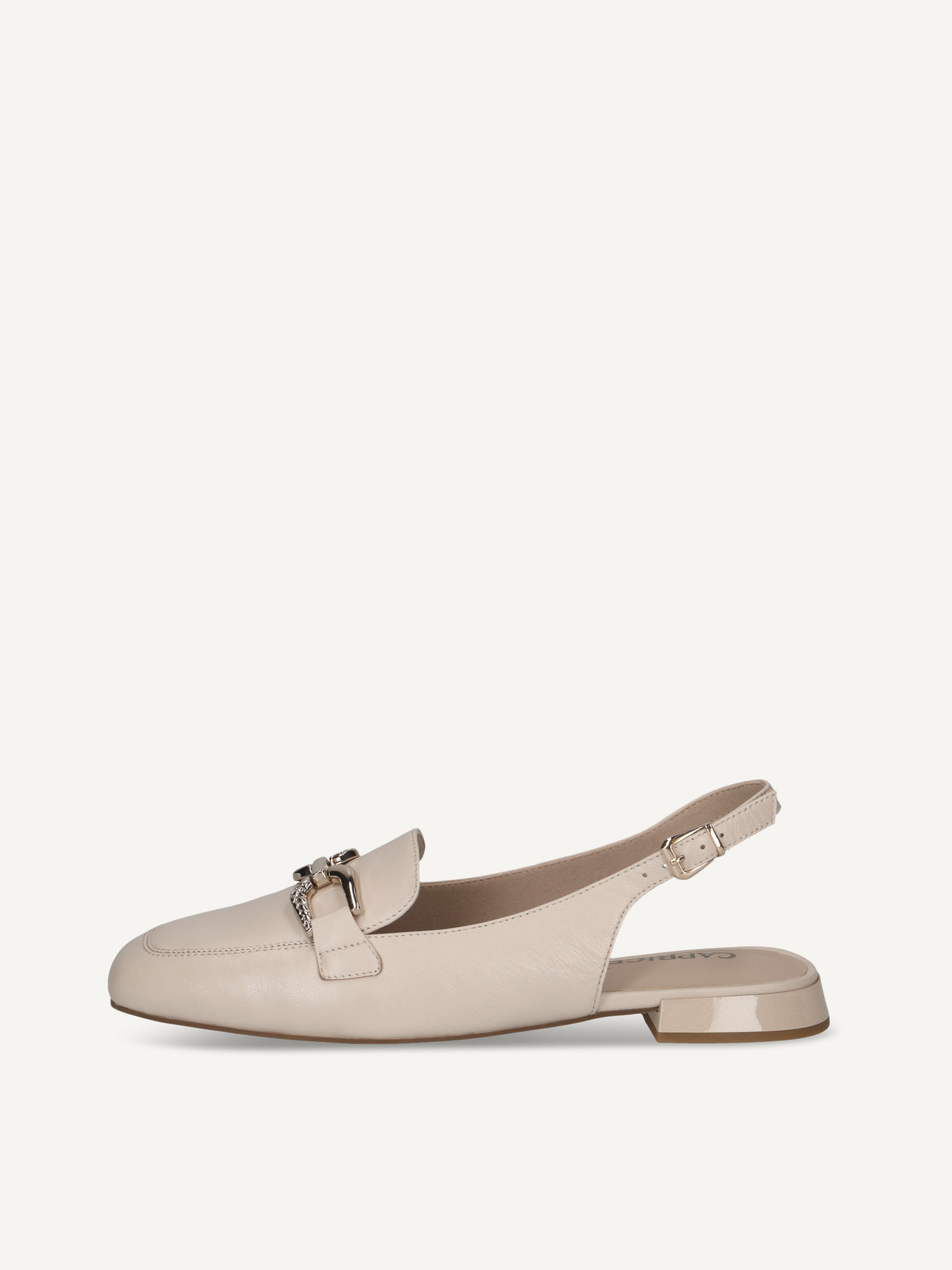 CAPRICE Slingpumps, beige, aus Leder mit Trapezabsatz, Gr. 36