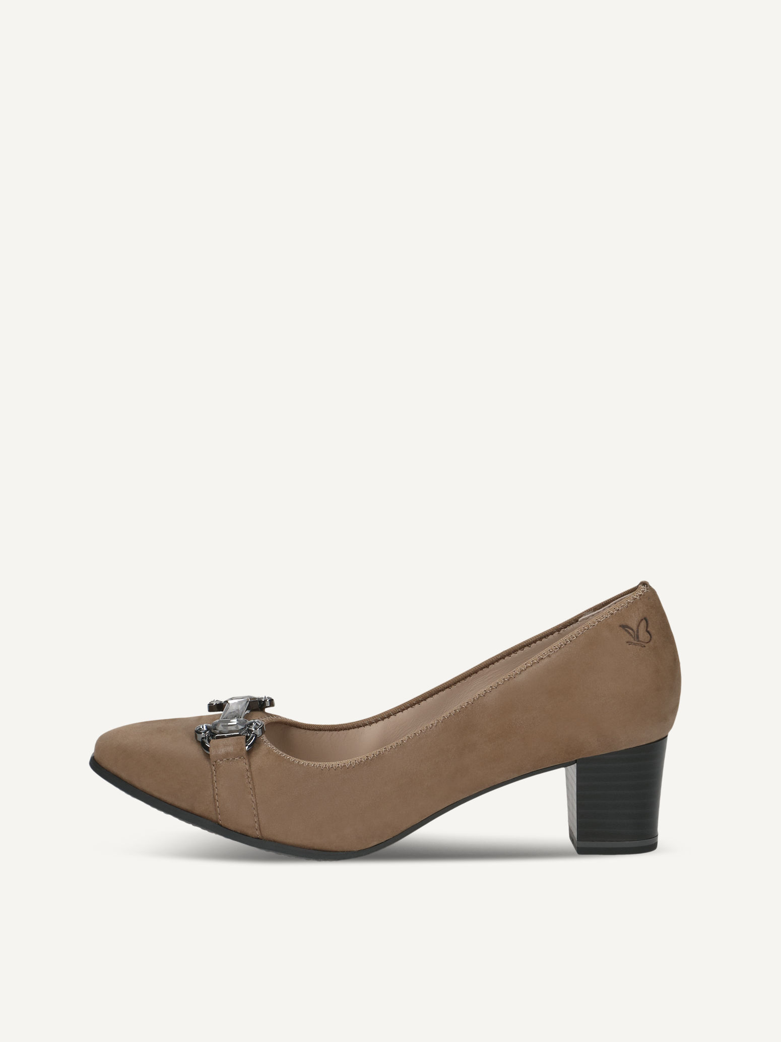 CAPRICE Pumps, khaki, aus Leder mit Blockabsatz, Gr. 41