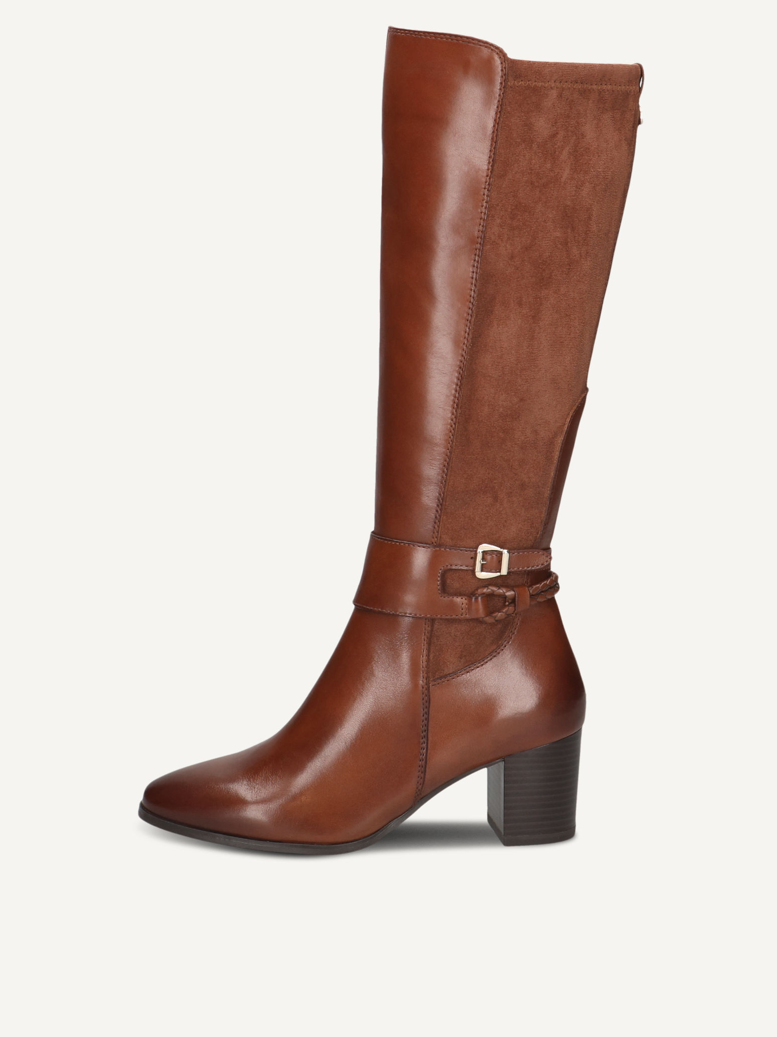CAPRICE Stiefel, braun, aus Leder, Textil und Synthetik mit Blockabsatz, Gr. 42