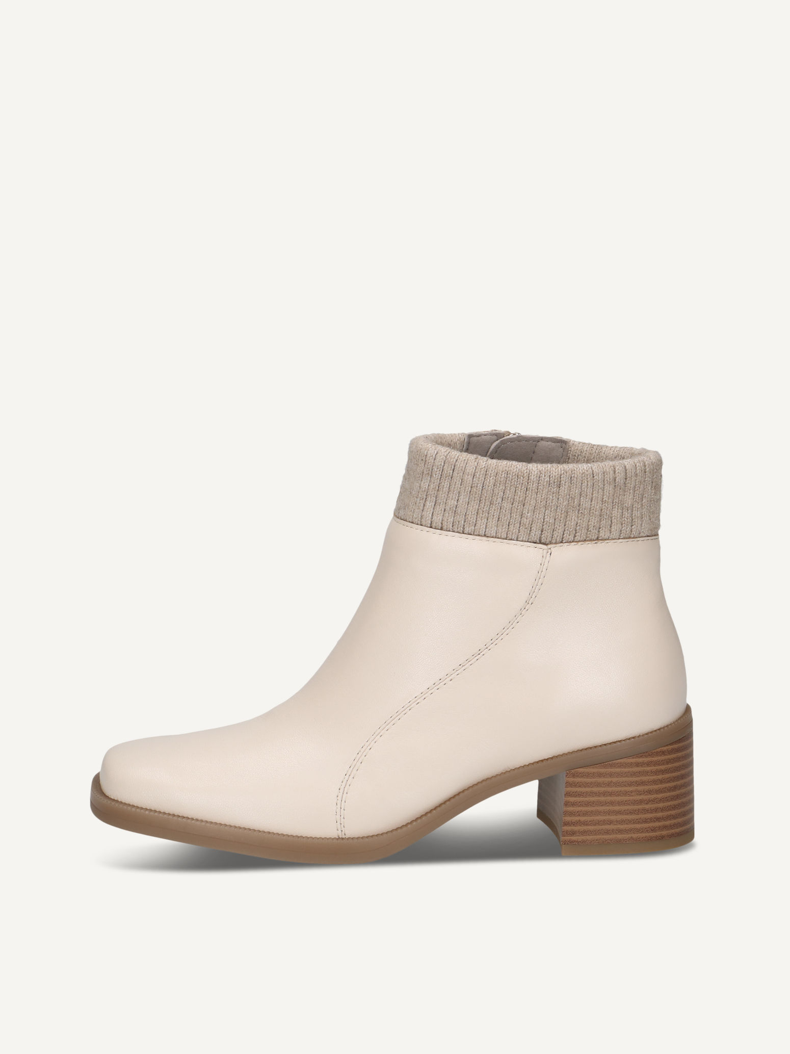 CAPRICE Stiefelette, beige, aus Leder und Textil mit Blockabsatz, Gr. 37