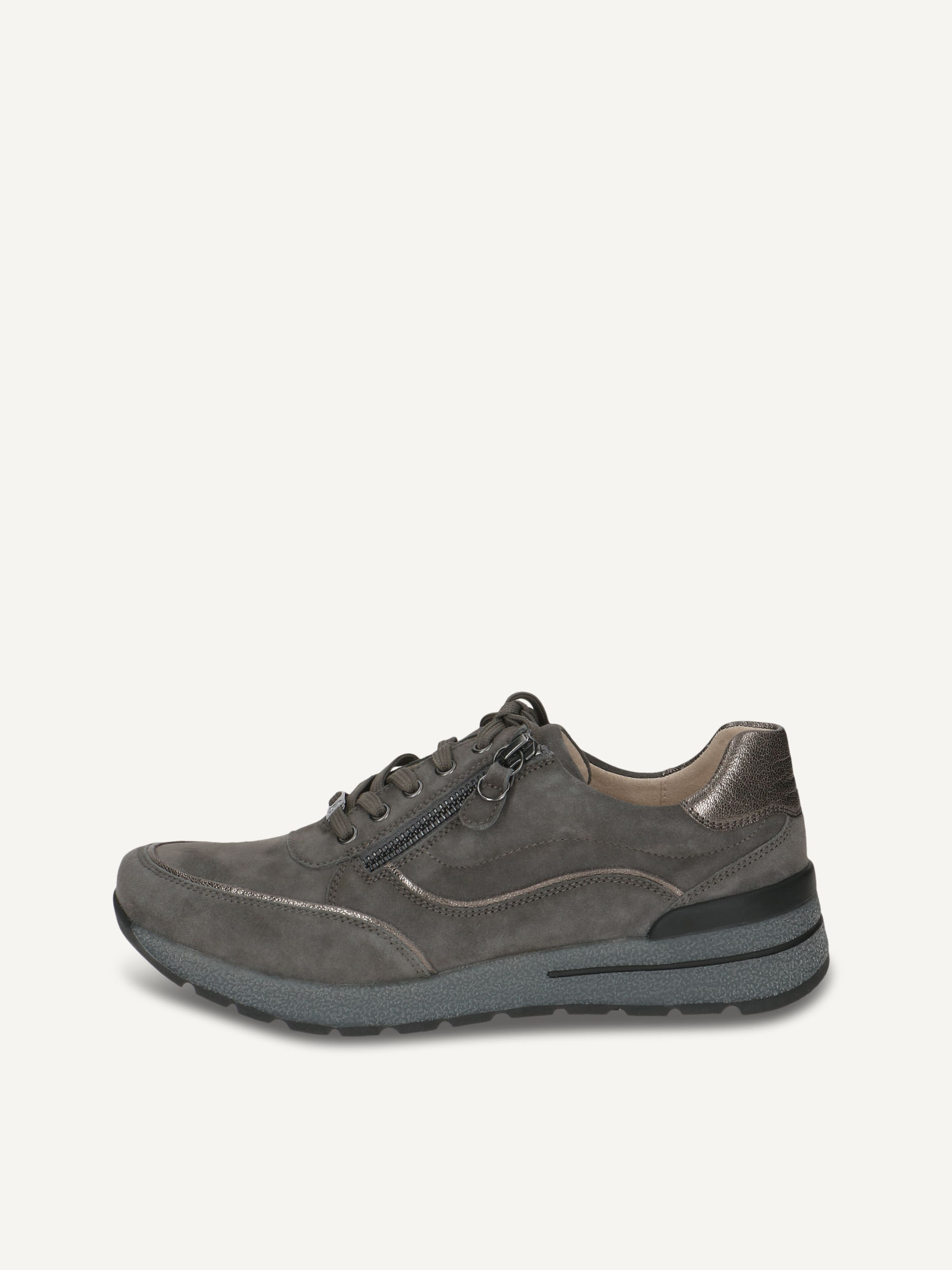 CAPRICE Sneaker, grau, aus Leder mit Keilabsatz, Gr. 41