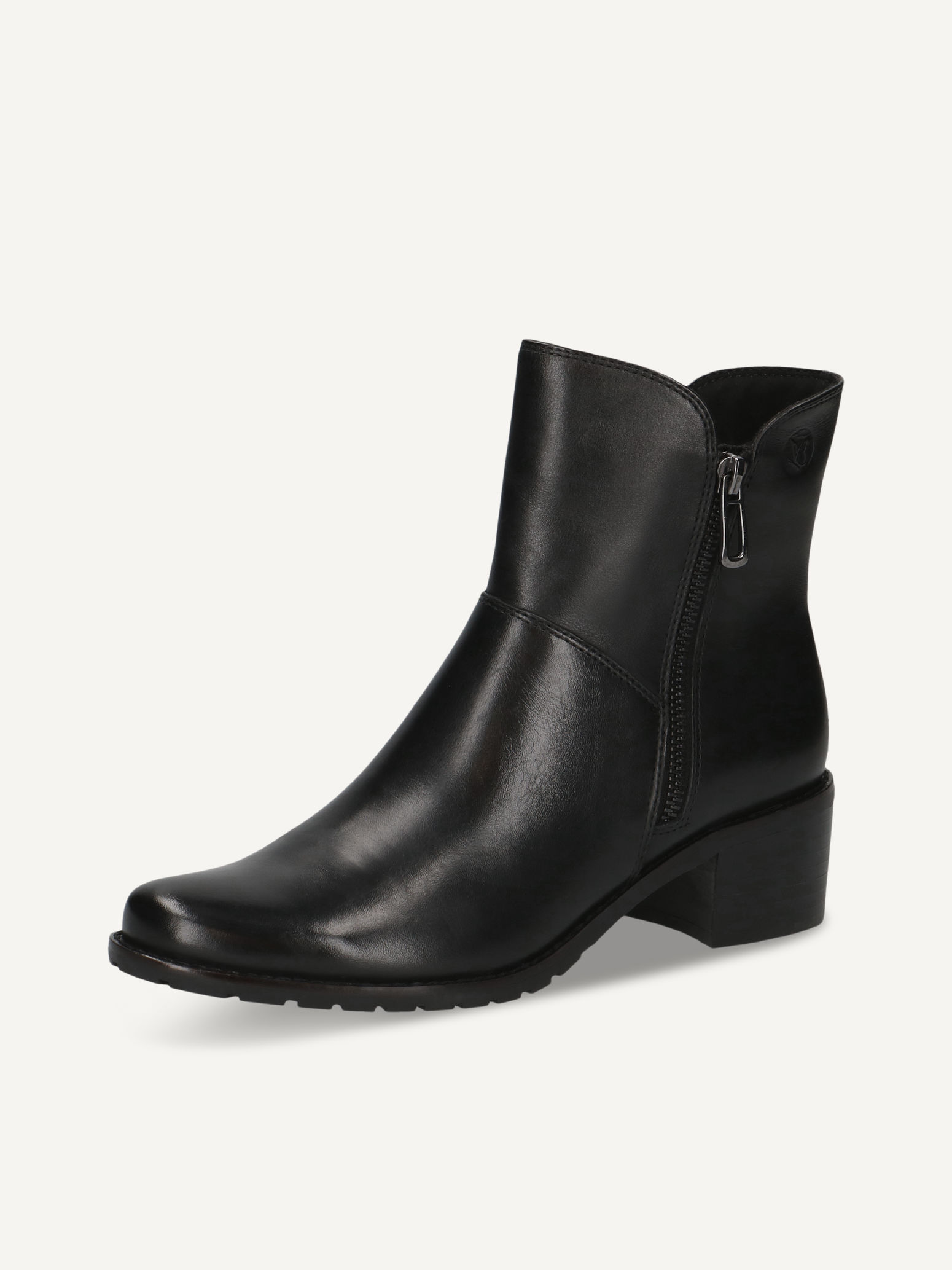 Lederstiefelette - schwarz