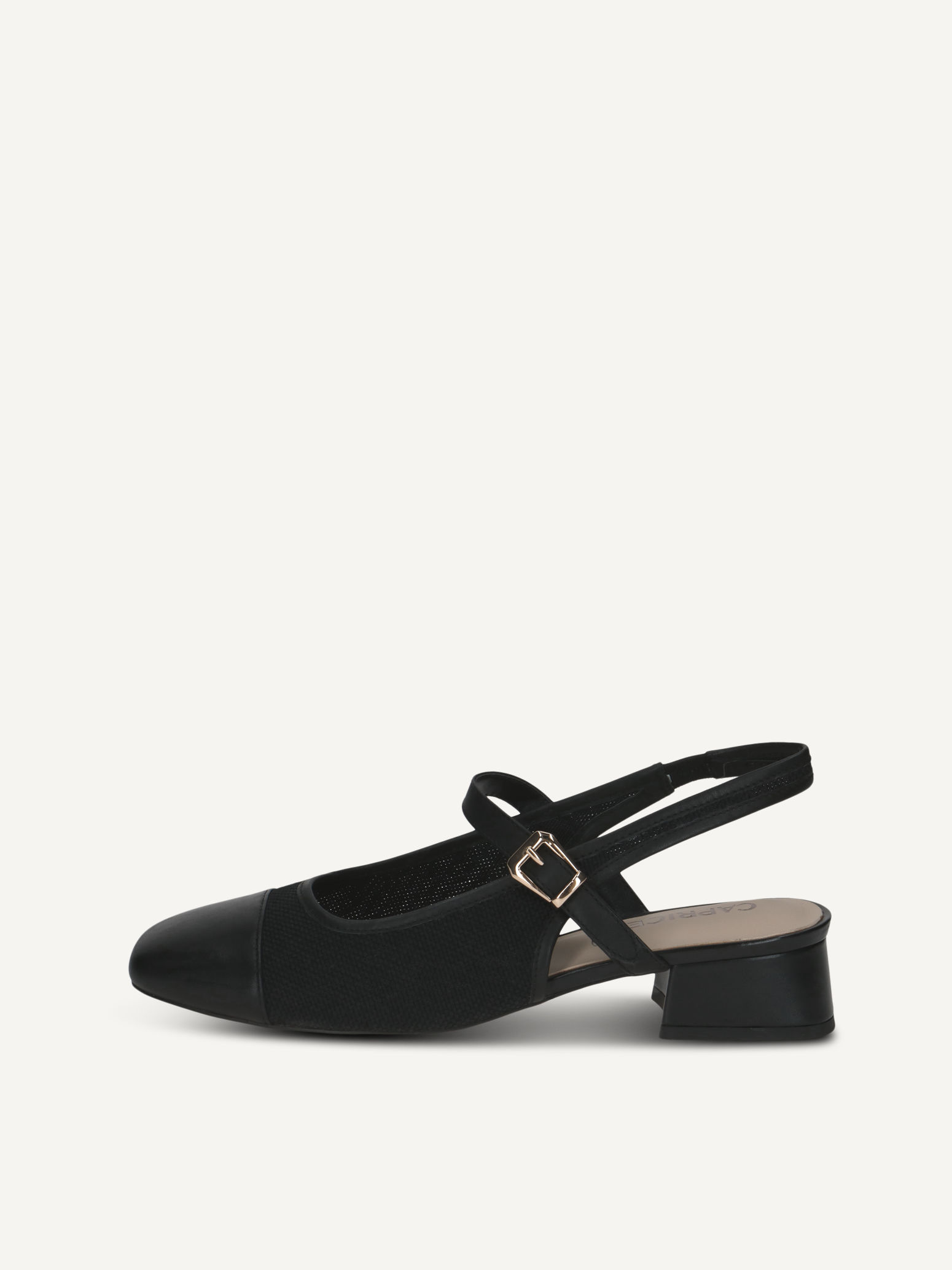 CAPRICE sling pumps, , made of Leather and synthetic with Trapeze heel, Size 40.5