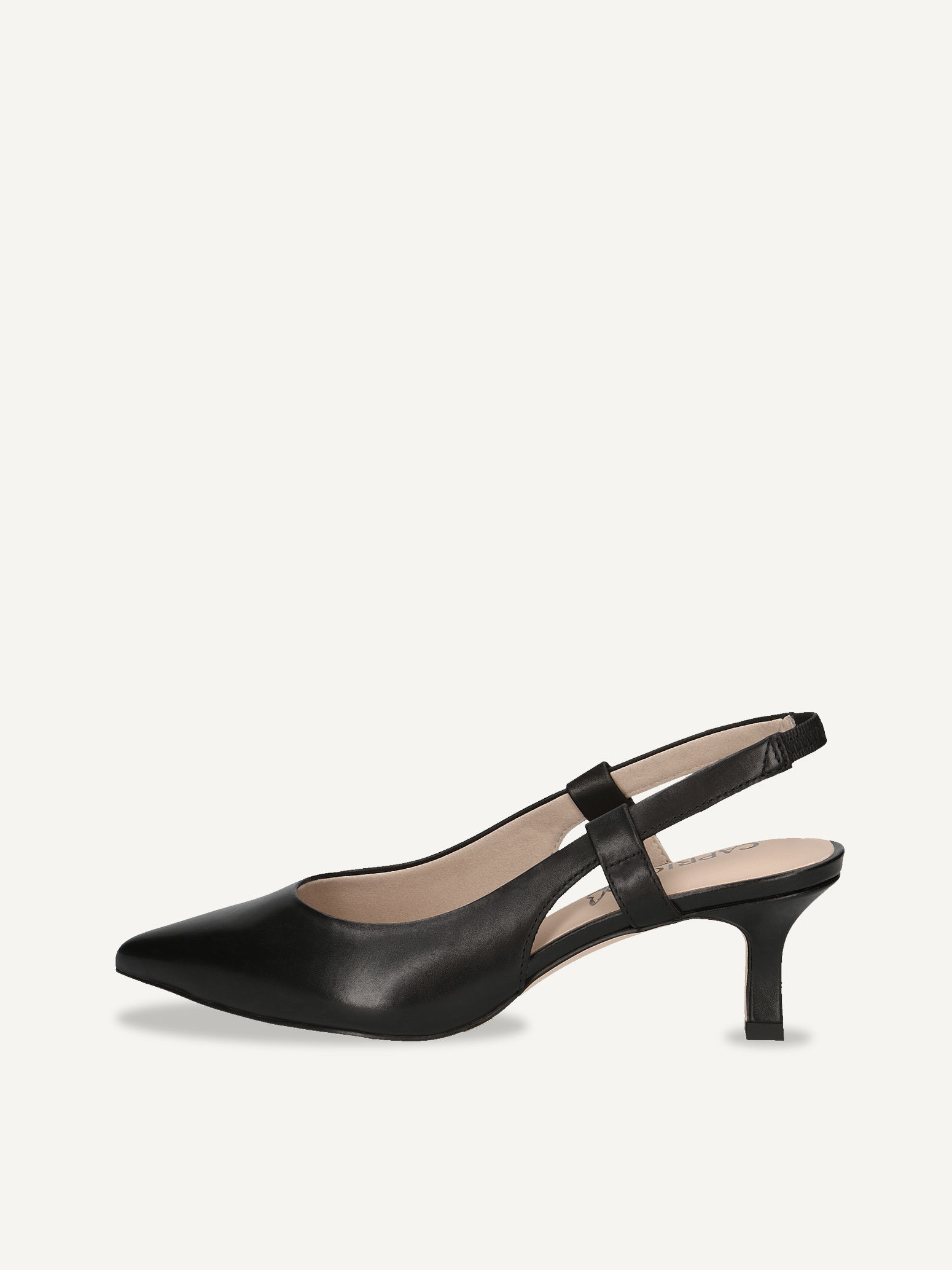CAPRICE Slingpumps, schwarz, aus Leder mit Trapezabsatz, Gr. 37