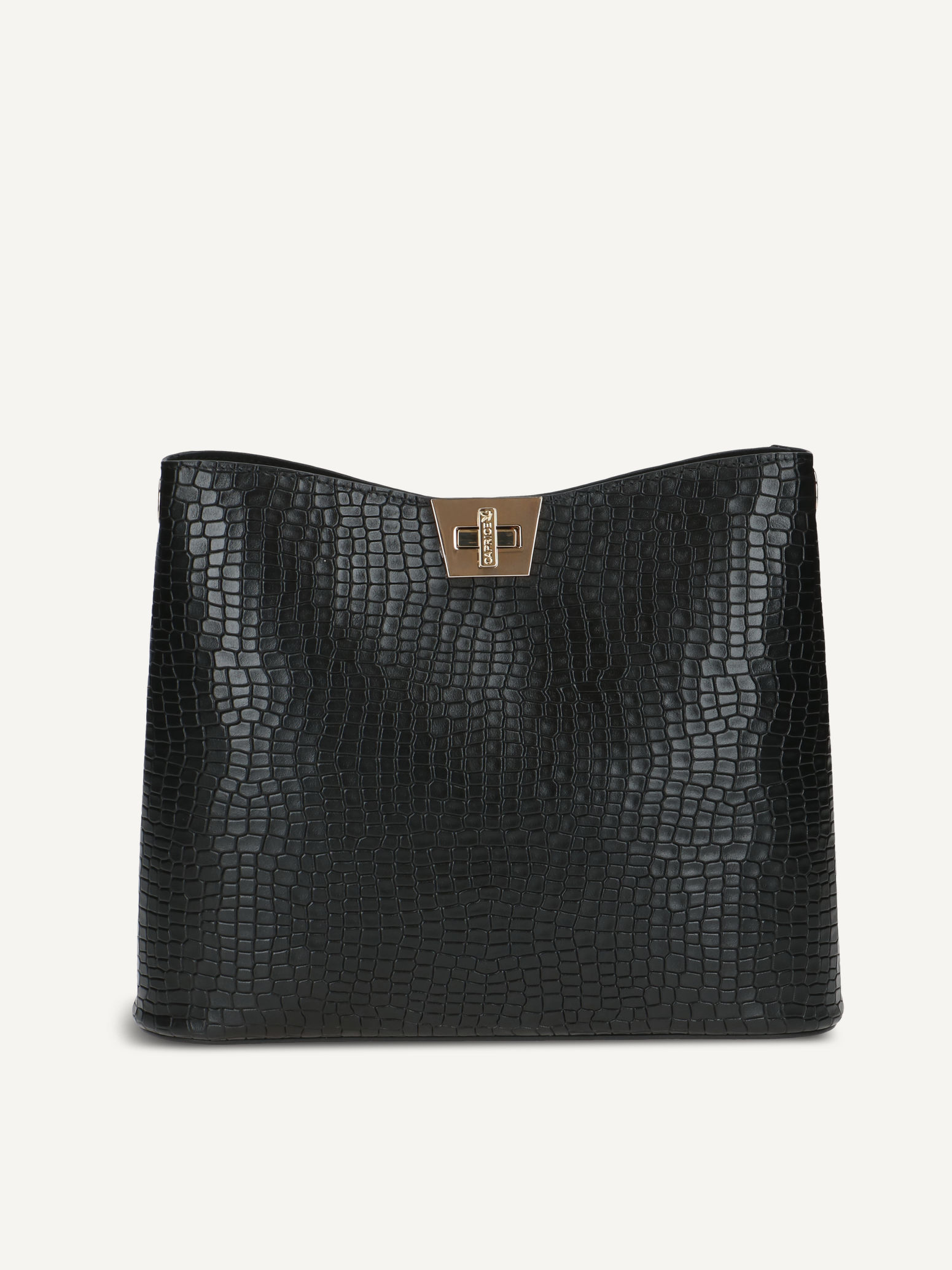 CAPRICE Handbag, black, made of Leather and textile, Size 1
