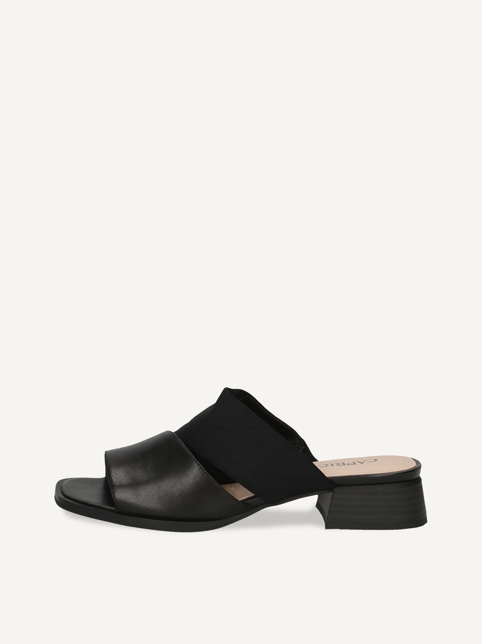 CAPRICE Mule, black, made of Leather and synthetic with Block heel, Size 37