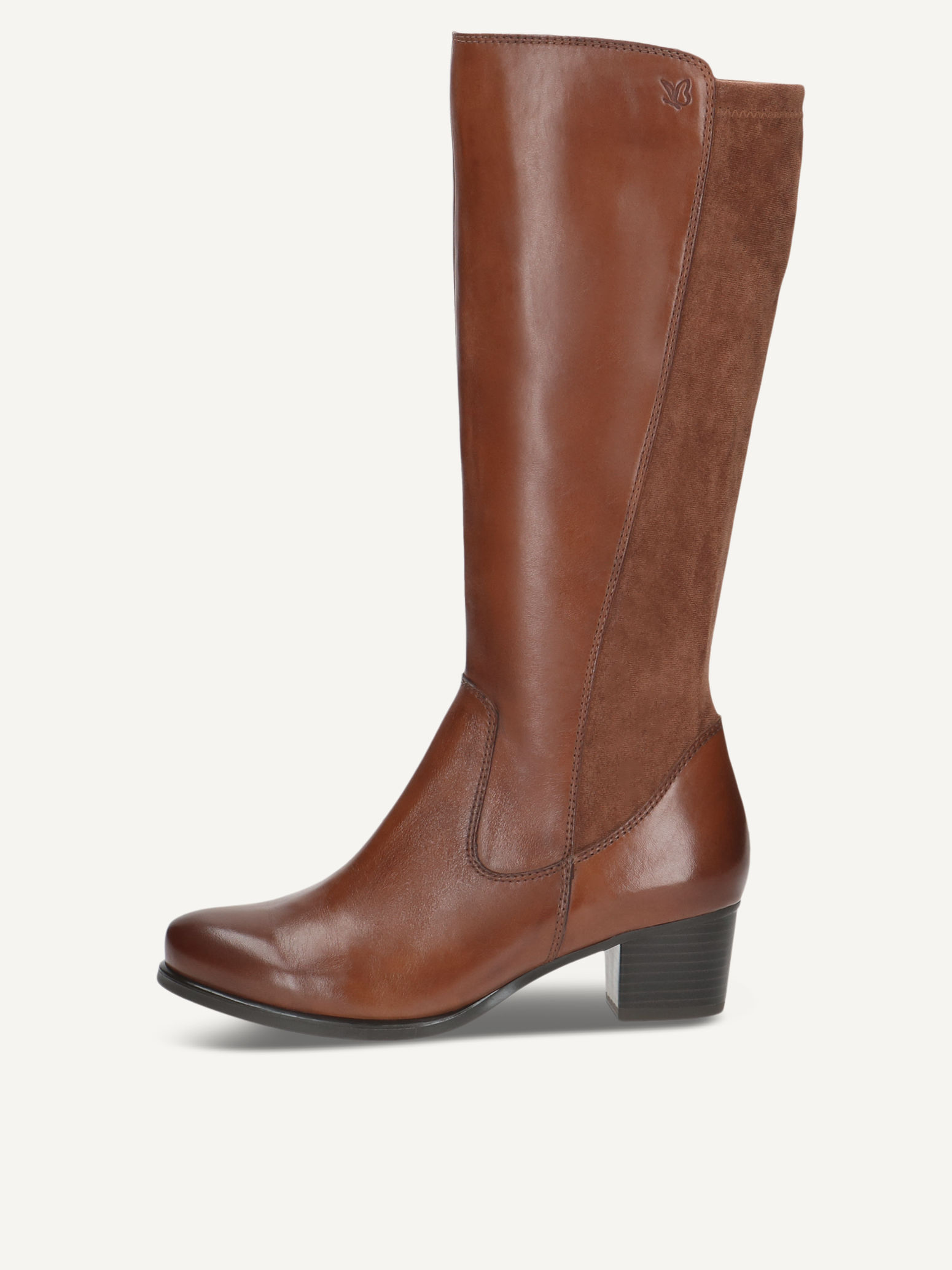 CAPRICE Stiefel, braun, aus Leder und Textil mit Blockabsatz, Gr. 40