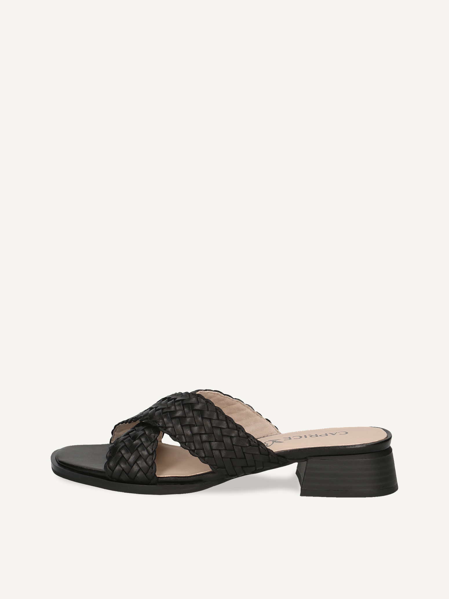 CAPRICE Mule, black, made of Leather with Block heel, Size 38