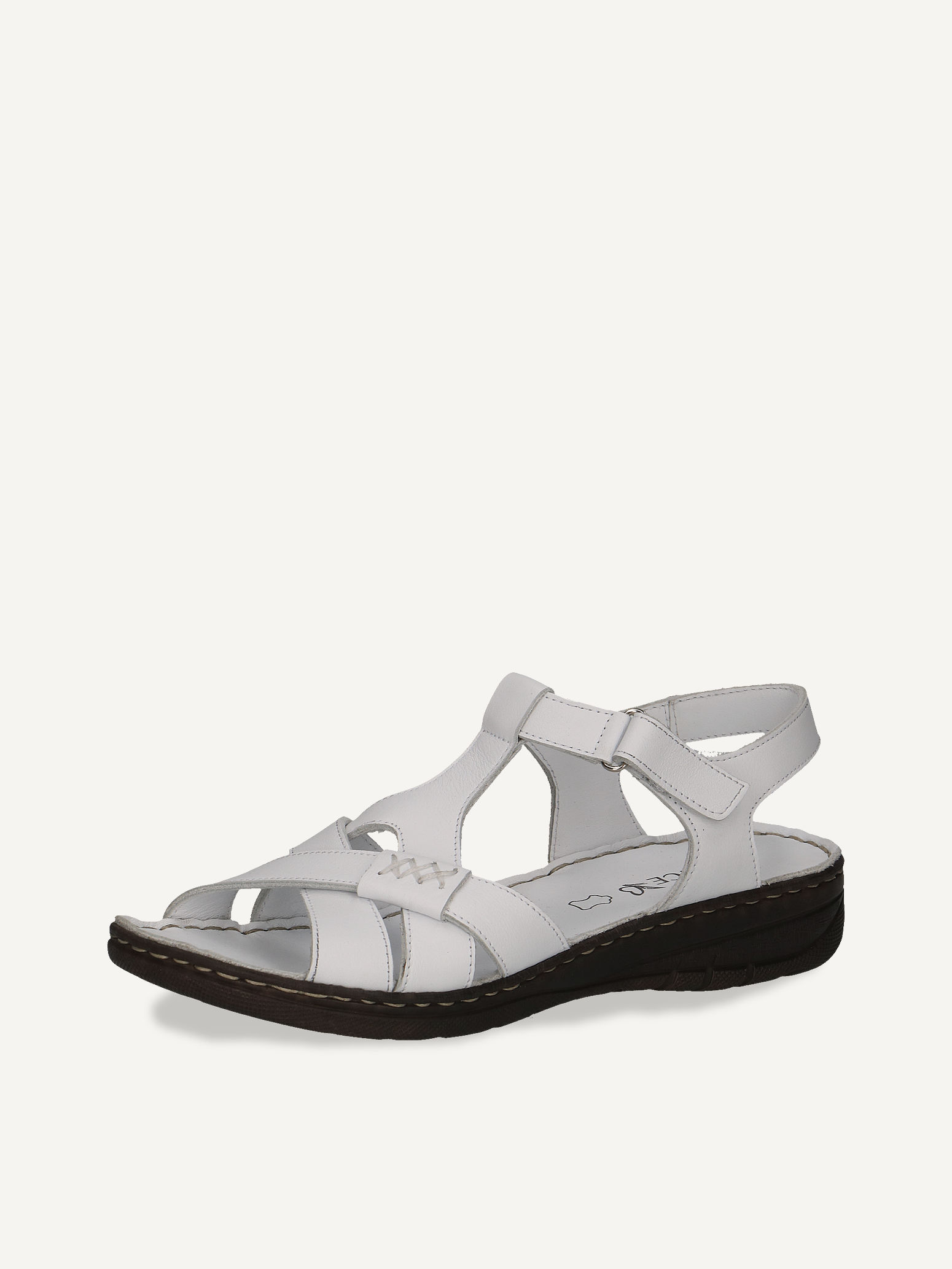 Sandale à talon en cuir - blanc