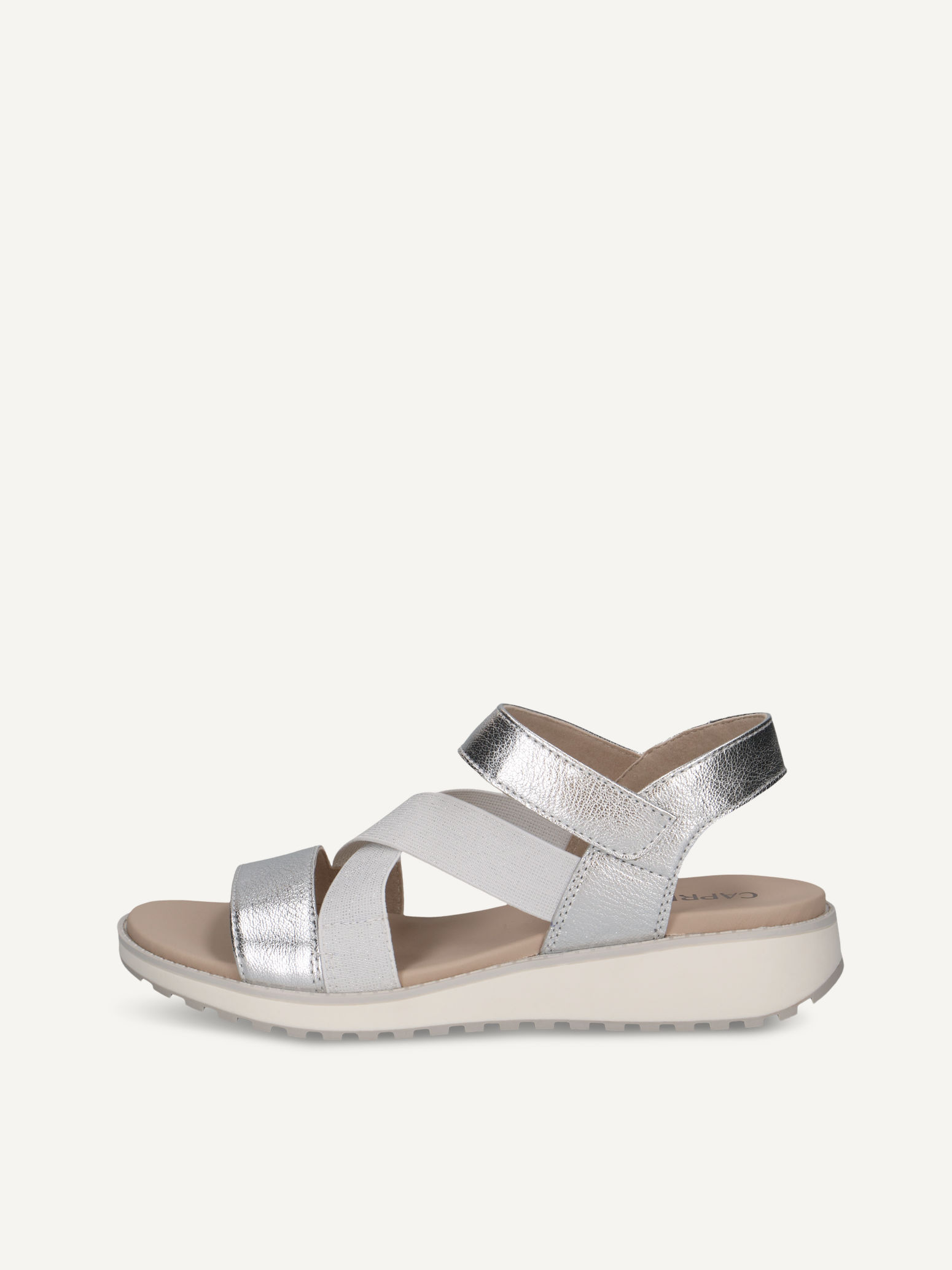 CAPRICE Sandal, silver, made of Leather and synthetic without heel, Size 40