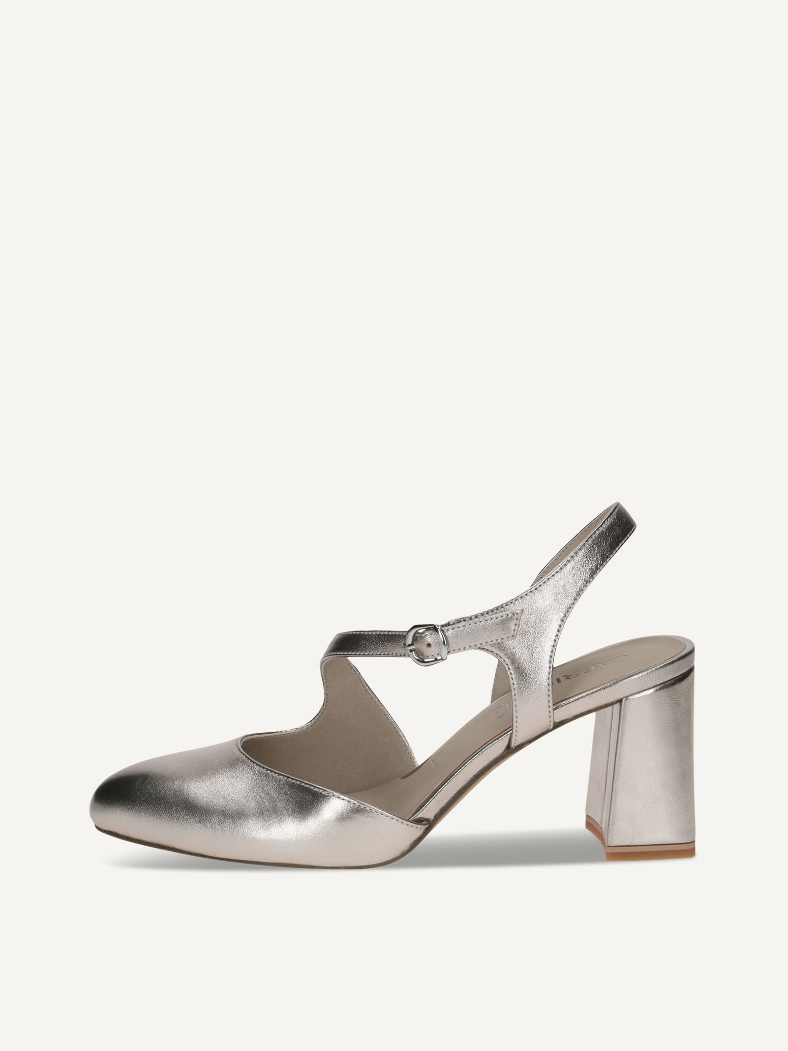 CAPRICE sling pumps, brown, made of Leather with Trapeze heel, Size 36